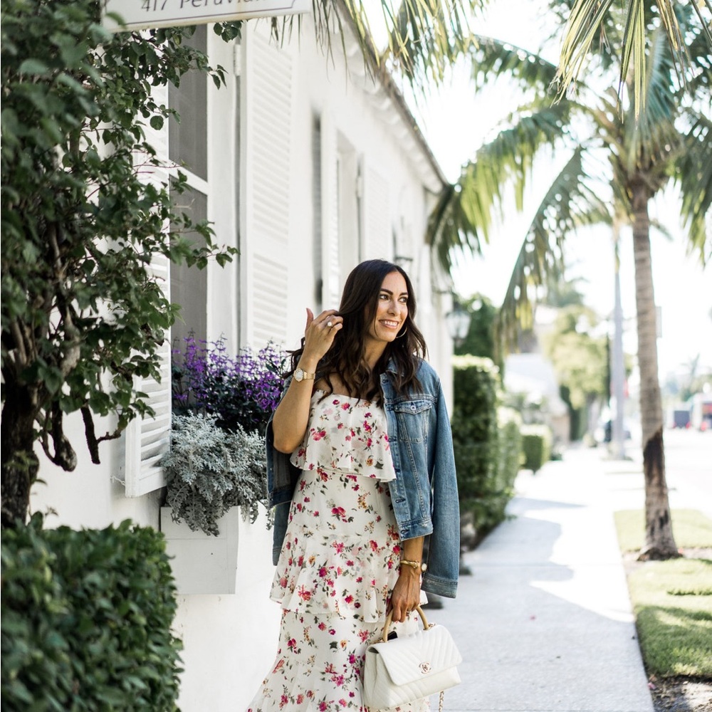 Wayf Imola Tiered Floral Midi Dress XS